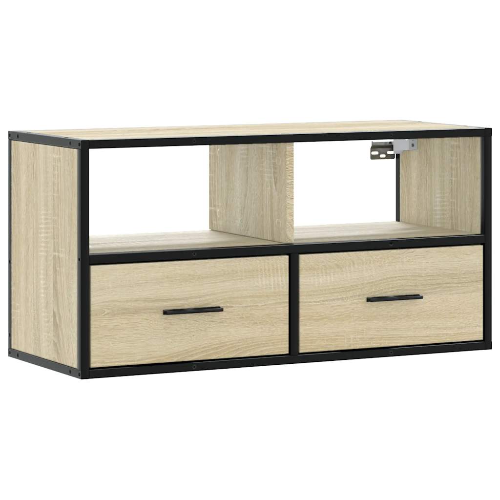 vidaXL Dulap TV, stejar sonoma, 80x31x39,5 cm, lemn prelucrat și metal vidaXL Dulap TV, stejar sonoma, 80x31x39,5 cm, lemn prelucrat și metal