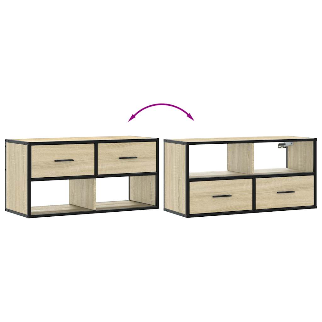 vidaXL Dulap TV, stejar sonoma, 80x31x39,5 cm, lemn prelucrat și metal vidaXL Dulap TV, stejar sonoma, 80x31x39,5 cm, lemn prelucrat și metal