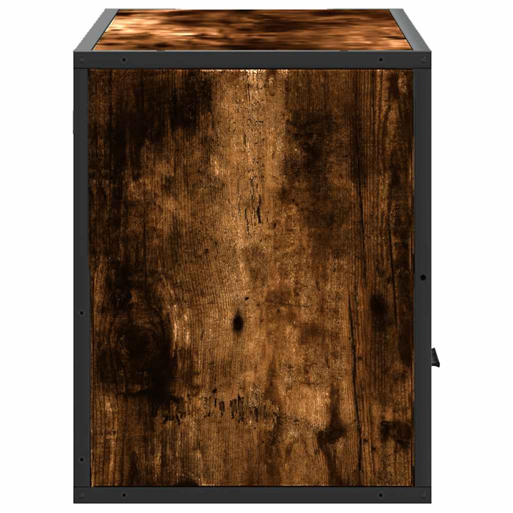 vidaXL Dulap TV stejar fumuriu, 80x31x39,5 cm, lemn prelucrat și metal