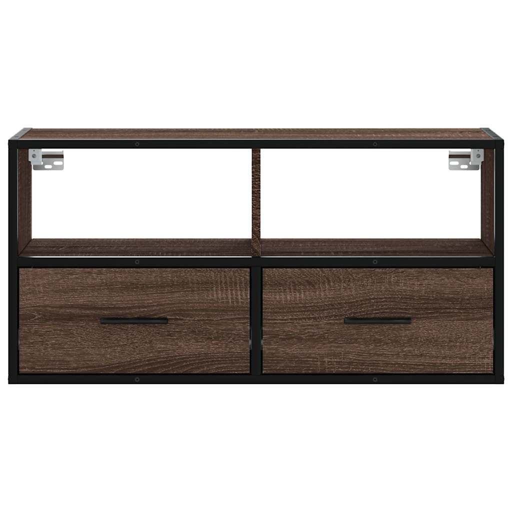 vidaXL Dulap TV, stejar maro, 80x31x39,5 cm, lemn prelucrat și metal vidaXL Dulap TV, stejar maro, 80x31x39,5 cm, lemn prelucrat și metal