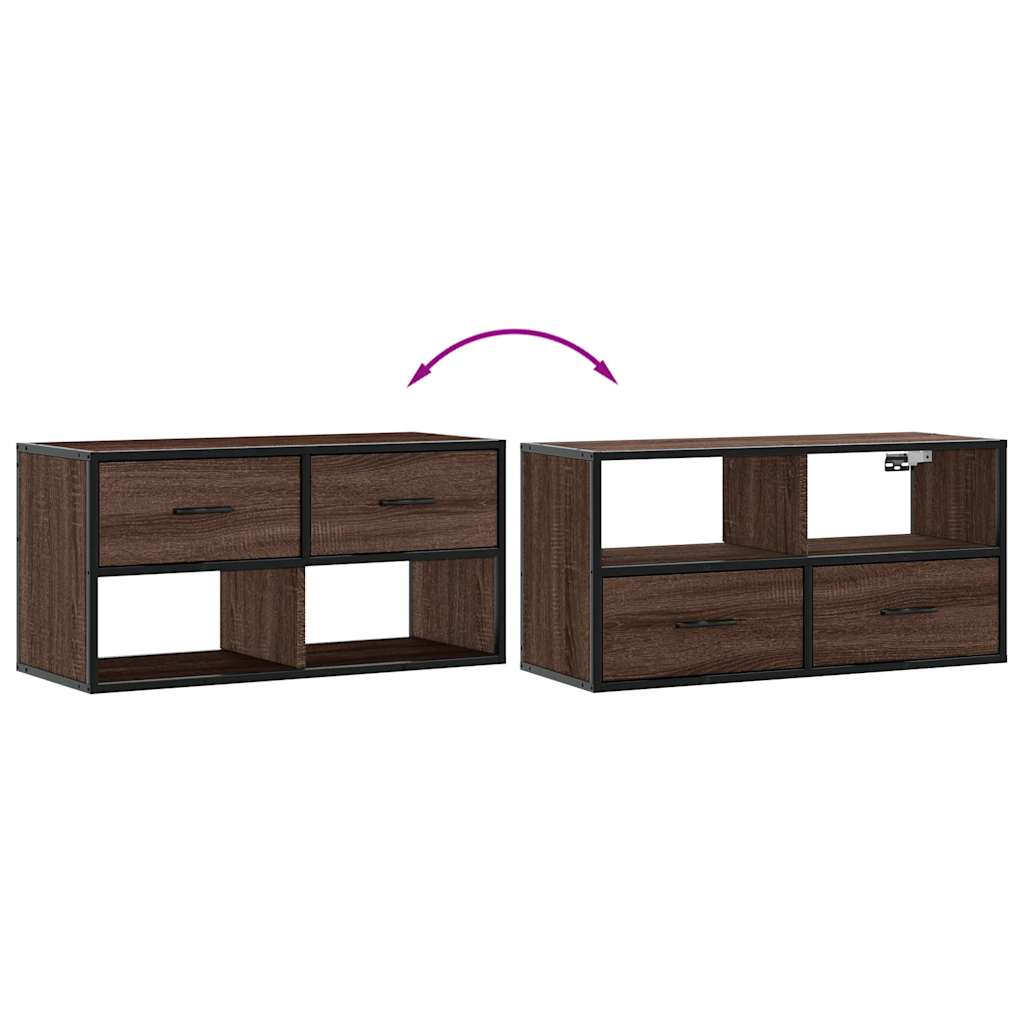 vidaXL Dulap TV, stejar maro, 80x31x39,5 cm, lemn prelucrat și metal vidaXL Dulap TV, stejar maro, 80x31x39,5 cm, lemn prelucrat și metal