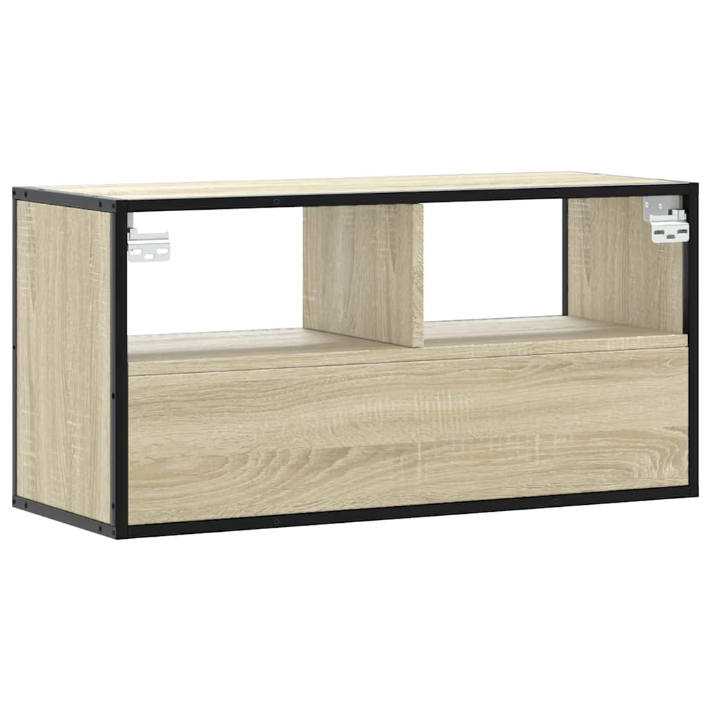 vidaXL Dulap TV, stejar sonoma, 80x31x39,5 cm, lemn prelucrat și metal vidaXL Dulap TV, stejar sonoma, 80x31x39,5 cm, lemn prelucrat și metal
