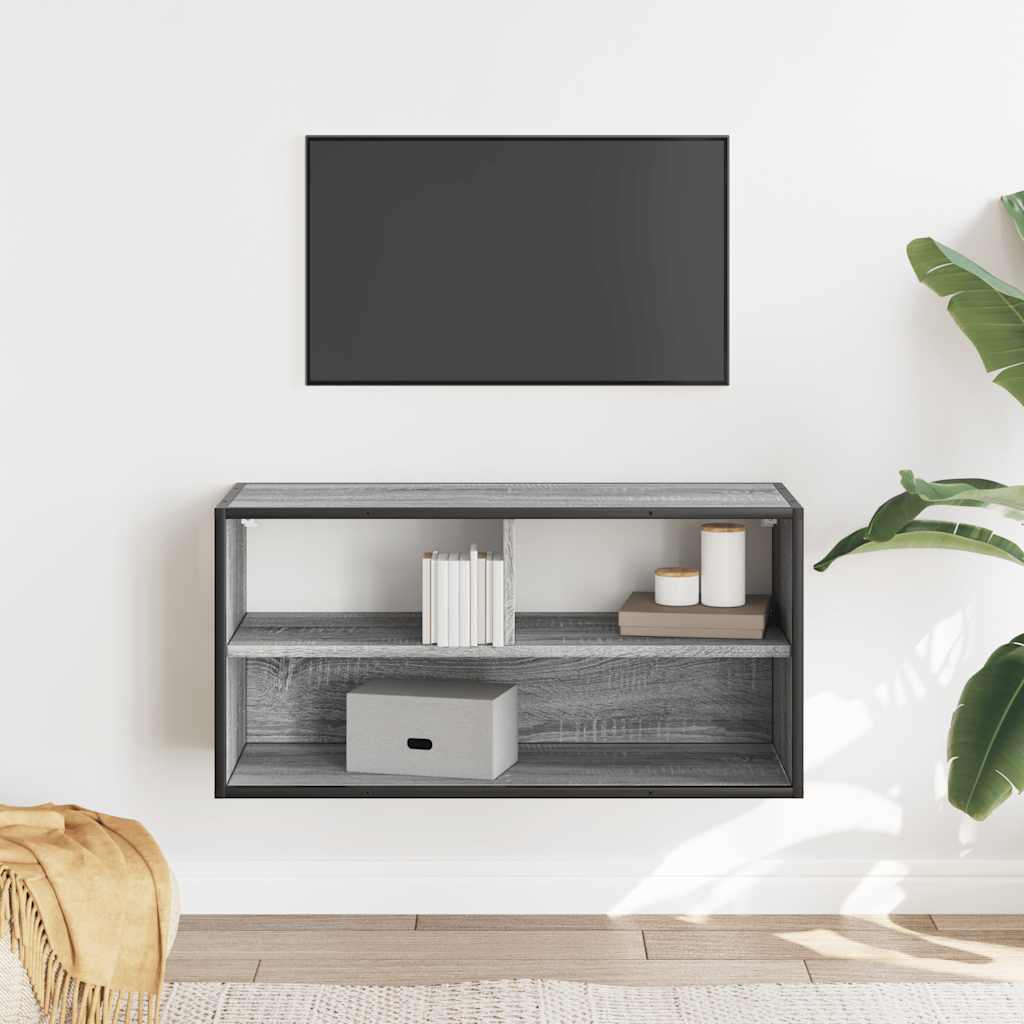 vidaXL Dulap TV, gri sonoma, 80x31x39,5 cm, lemn prelucrat și metal