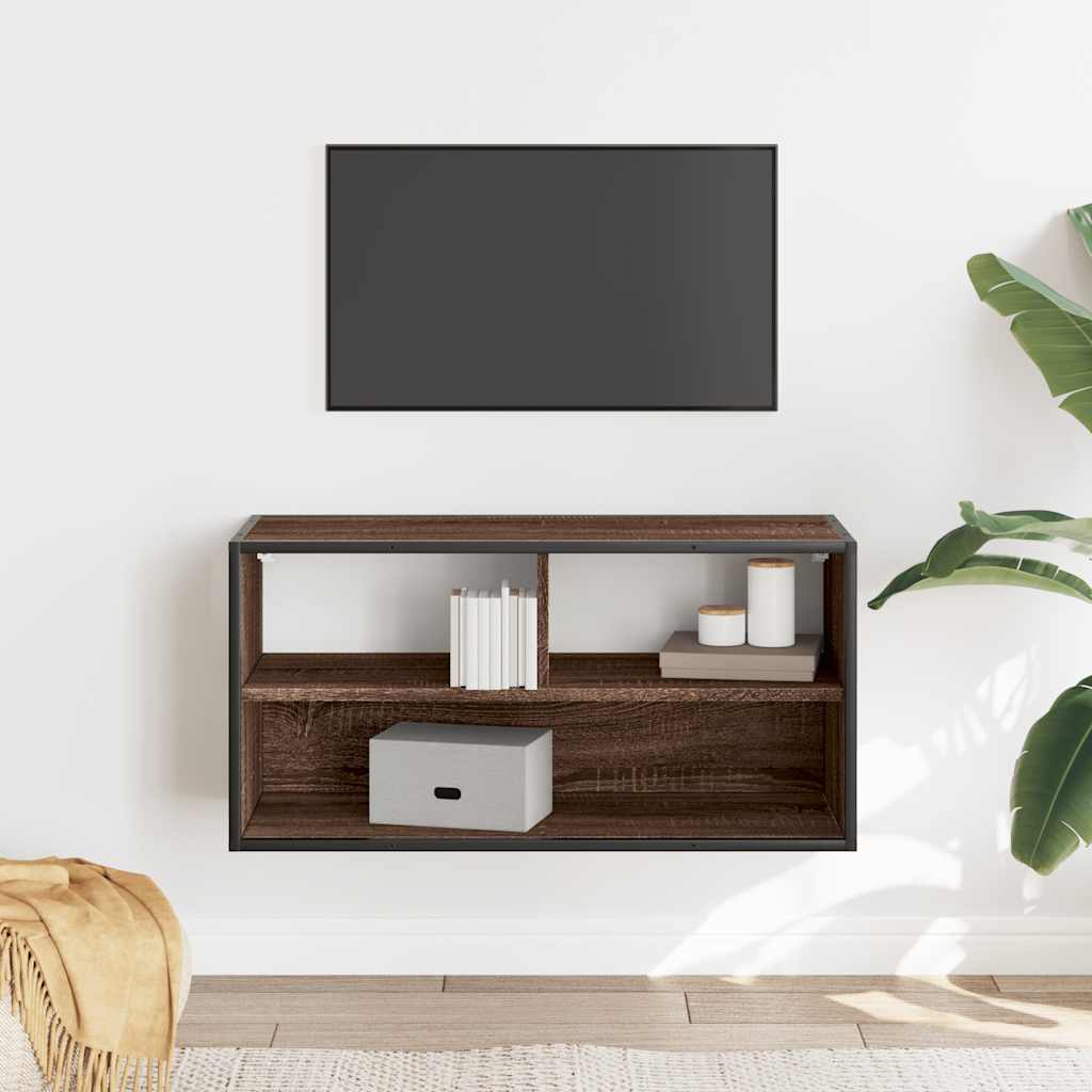 vidaXL Dulap TV, stejar maro, 80x31x39,5 cm, lemn prelucrat și metal vidaXL Dulap TV, stejar maro, 80x31x39,5 cm, lemn prelucrat și metal
