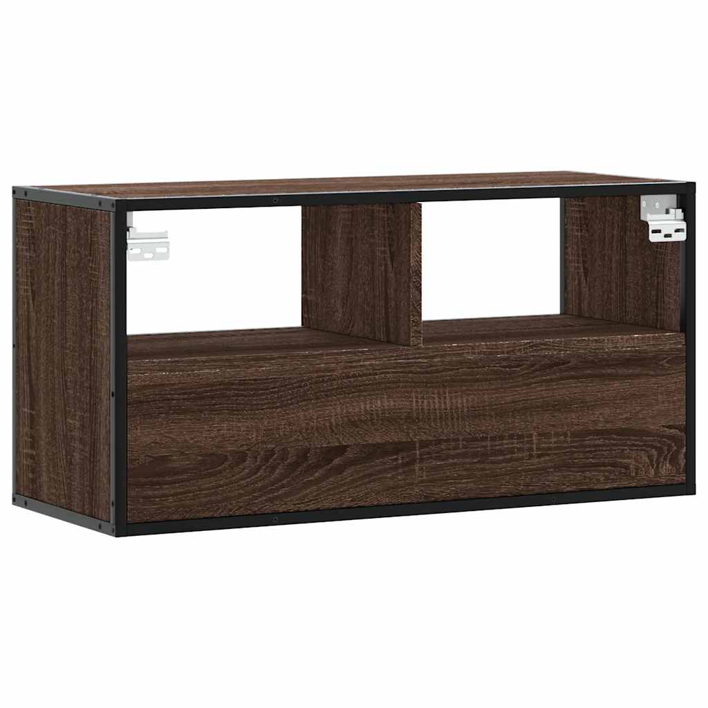 vidaXL Dulap TV, stejar maro, 80x31x39,5 cm, lemn prelucrat și metal vidaXL Dulap TV, stejar maro, 80x31x39,5 cm, lemn prelucrat și metal