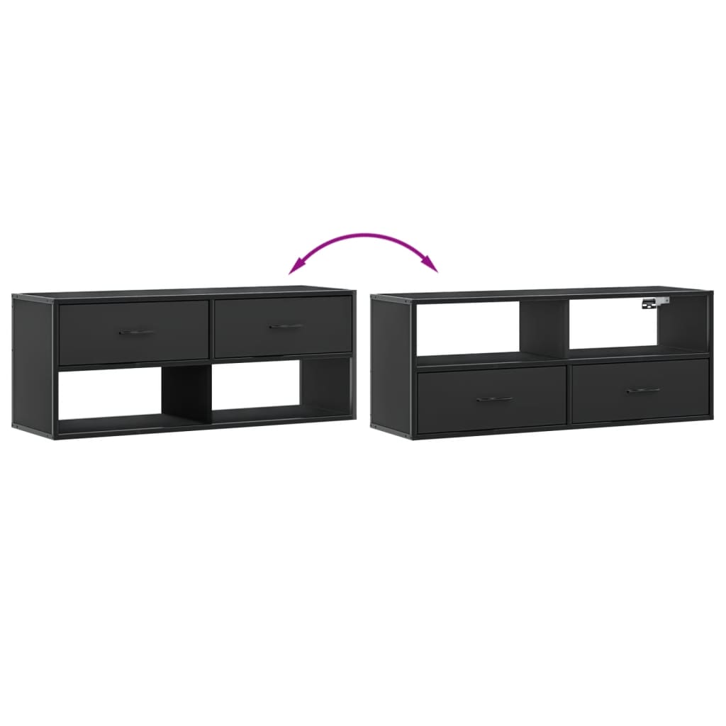 vidaXL Dulap TV, negru, 100x31x39,5 cm, lemn prelucrat și metal