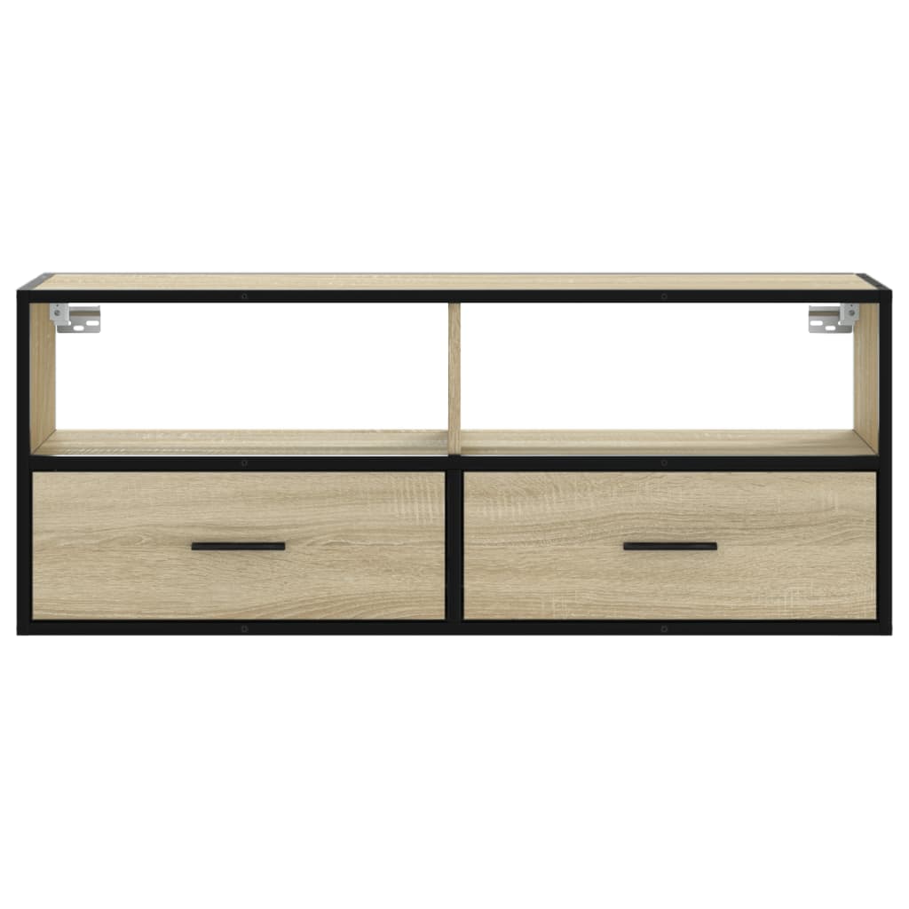 vidaXL Dulap TV stejar sonoma, 100x31x39,5 cm, lemn prelucrat și metal