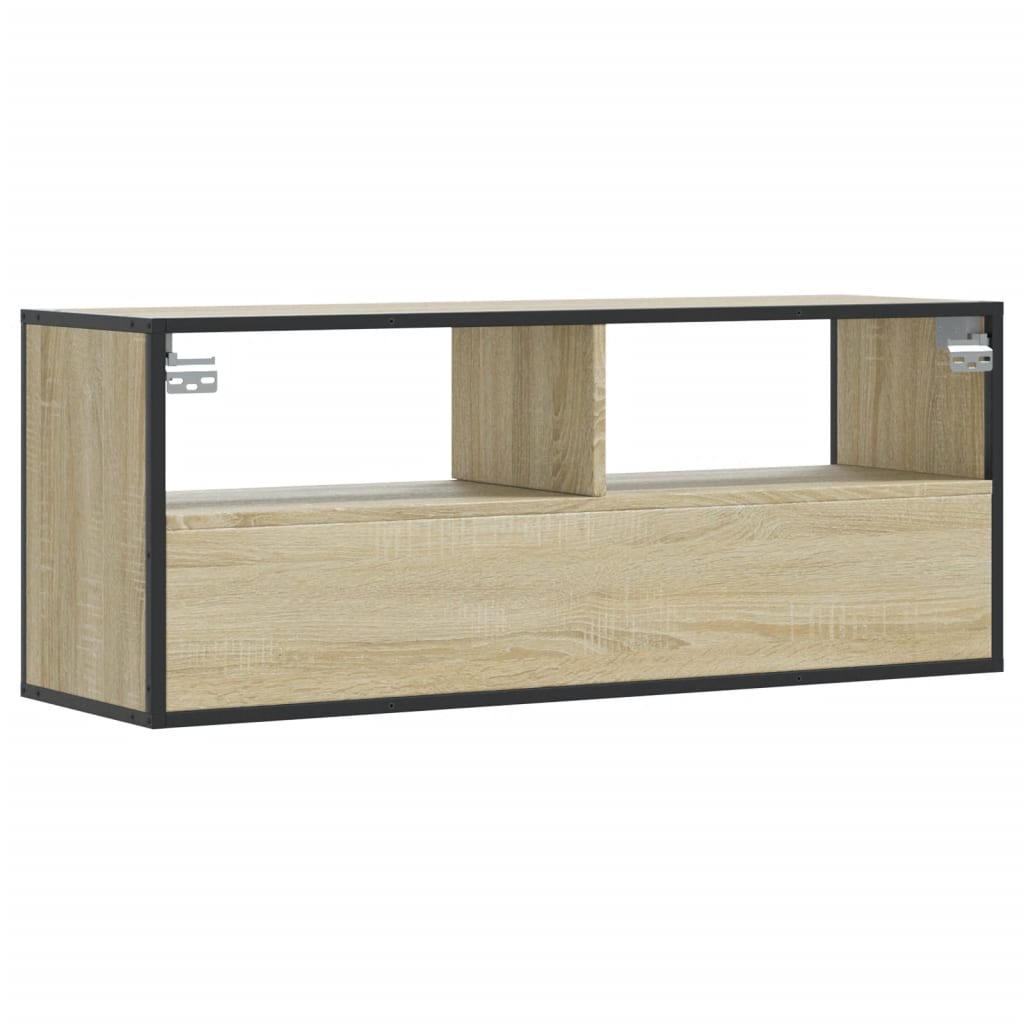 vidaXL Dulap TV stejar sonoma, 100x31x39,5 cm, lemn prelucrat și metal