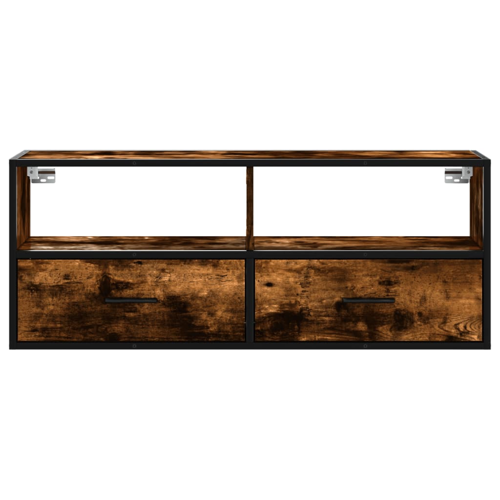 vidaXL Dulap TV stejar fumuriu 100x31x39,5 cm, lemn prelucrat și metal
