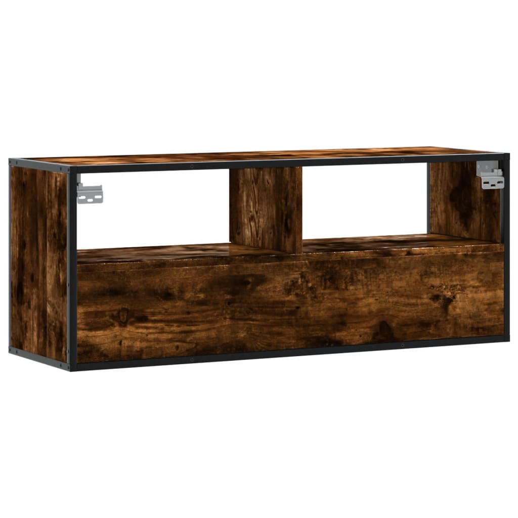 vidaXL Dulap TV stejar fumuriu 100x31x39,5 cm, lemn prelucrat și metal