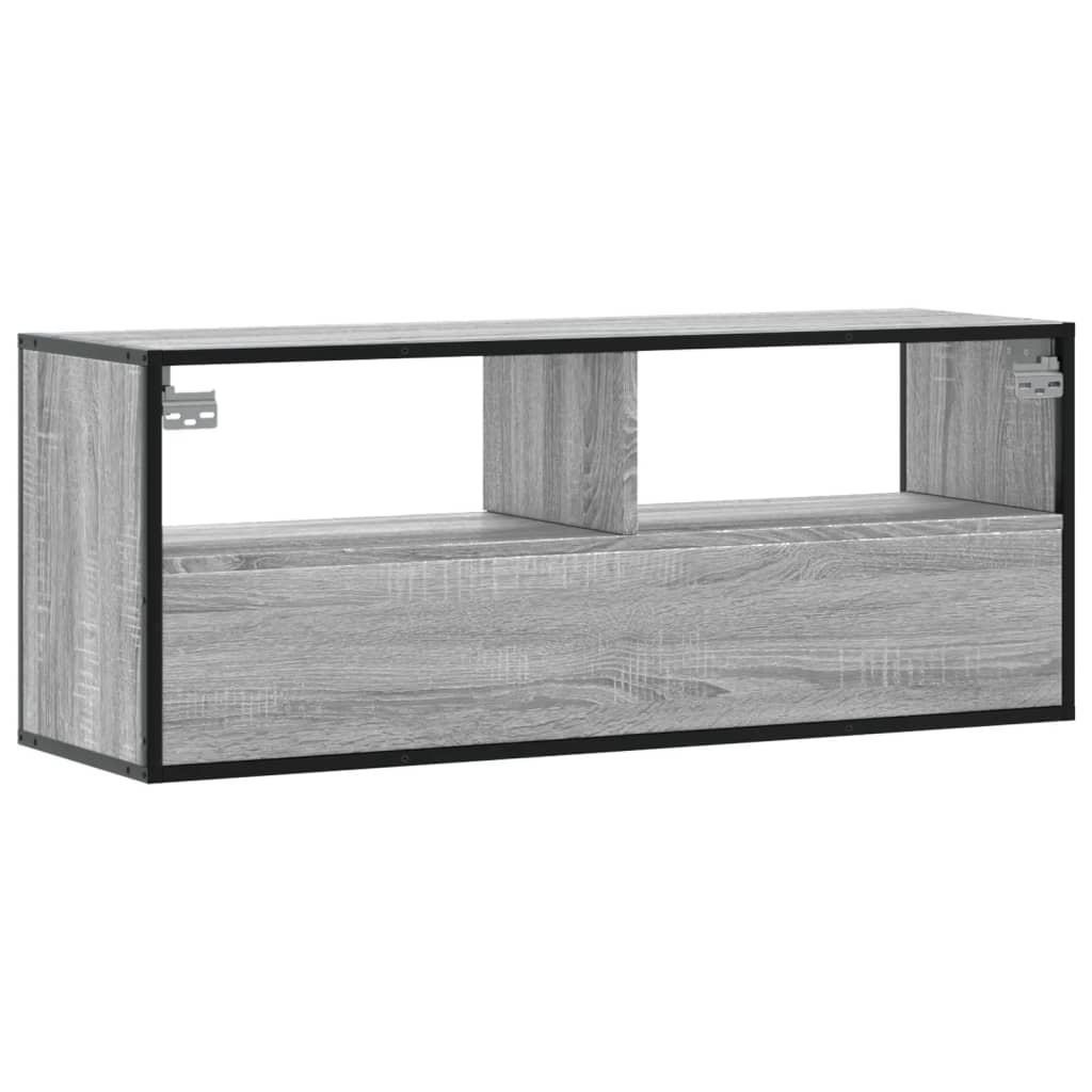 vidaXL Dulap TV, gri sonoma, 100x31x39,5 cm, lemn prelucrat și metal