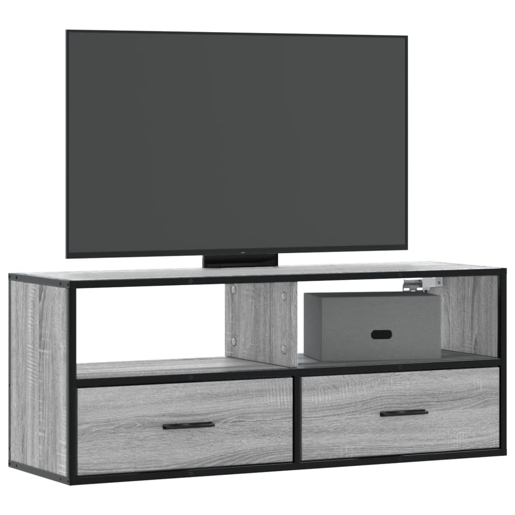 vidaXL Dulap TV, gri sonoma, 100x31x39,5 cm, lemn prelucrat și metal