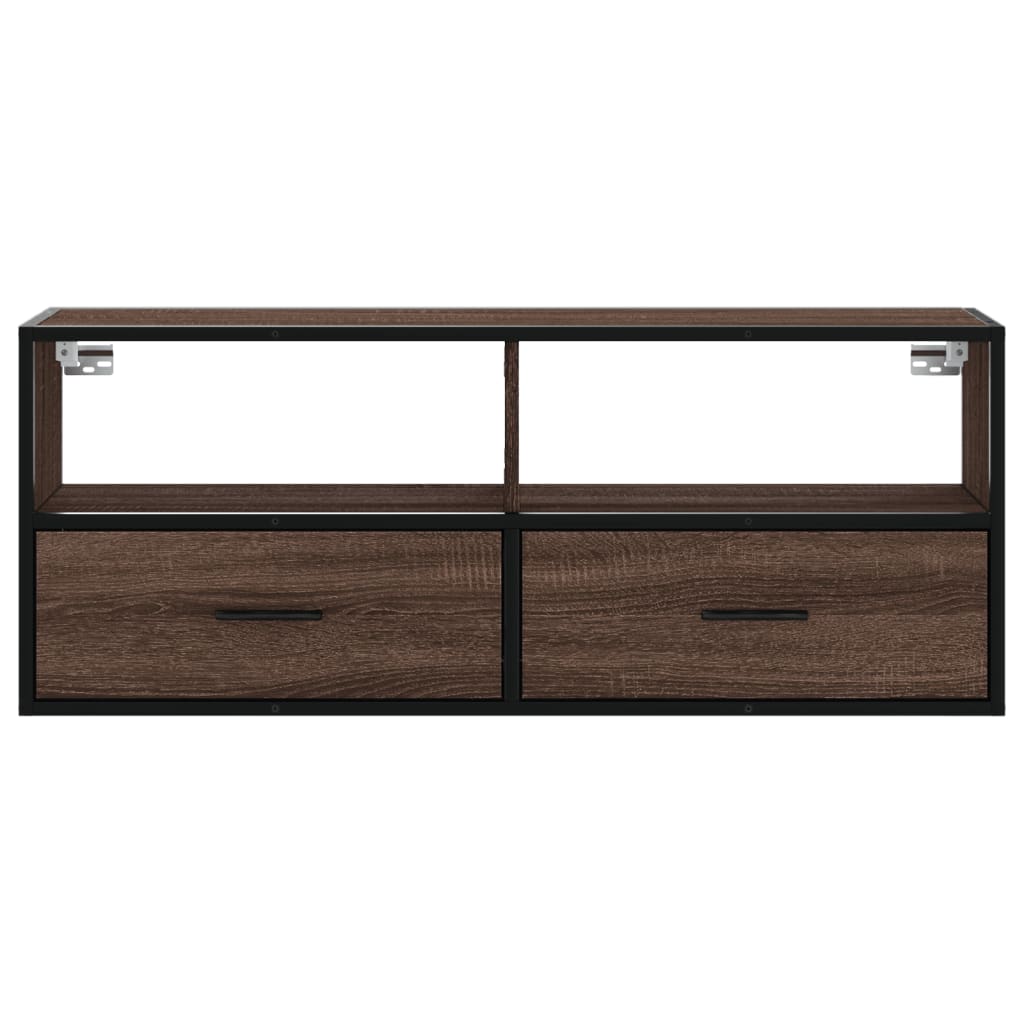 vidaXL Dulap TV, stejar maro, 100x31x39,5 cm, lemn prelucrat și metal