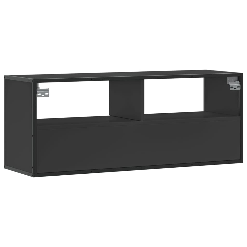 vidaXL Dulap TV, negru, 100x31x39,5 cm, lemn prelucrat și metal