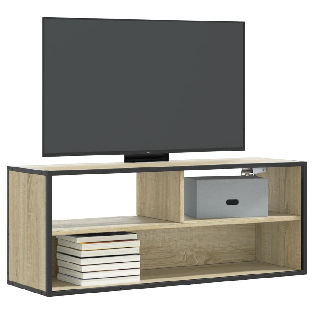 vidaXL Dulap TV stejar sonoma, 100x31x39,5 cm, lemn prelucrat și metal