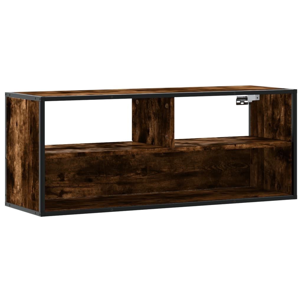 vidaXL Dulap TV stejar fumuriu 100x31x39,5 cm, lemn prelucrat și metal