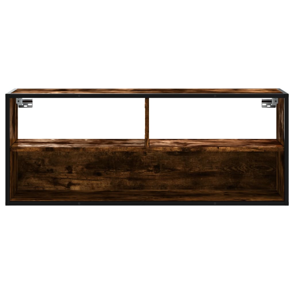 vidaXL Dulap TV stejar fumuriu 100x31x39,5 cm, lemn prelucrat și metal