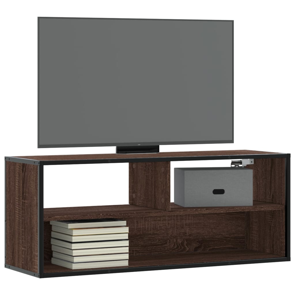 vidaXL Dulap TV, stejar maro, 100x31x39,5 cm, lemn prelucrat și metal vidaXL Dulap TV, stejar maro, 100x31x39,5 cm, lemn prelucrat și metal