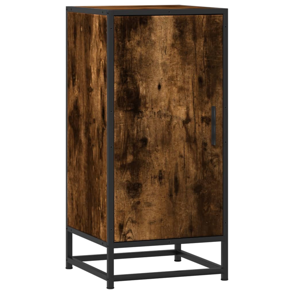 vidaXL Dulap, stejar fumuriu, 35,5x35x76 cm, lemn prelucrat și metal
