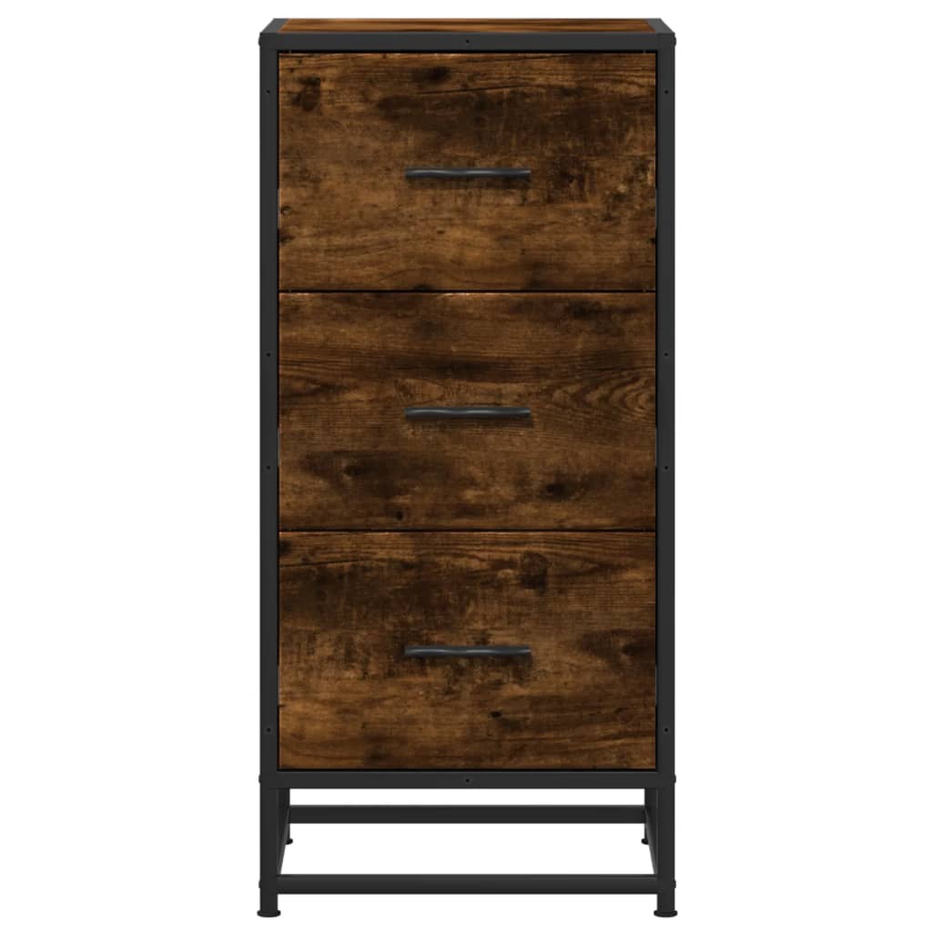 vidaXL Dulap, stejar fumuriu, 35,5x35x76 cm, lemn prelucrat și metal