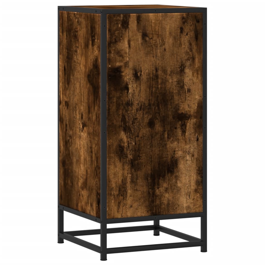 vidaXL Dulap, stejar fumuriu, 35,5x35x76 cm, lemn prelucrat și metal