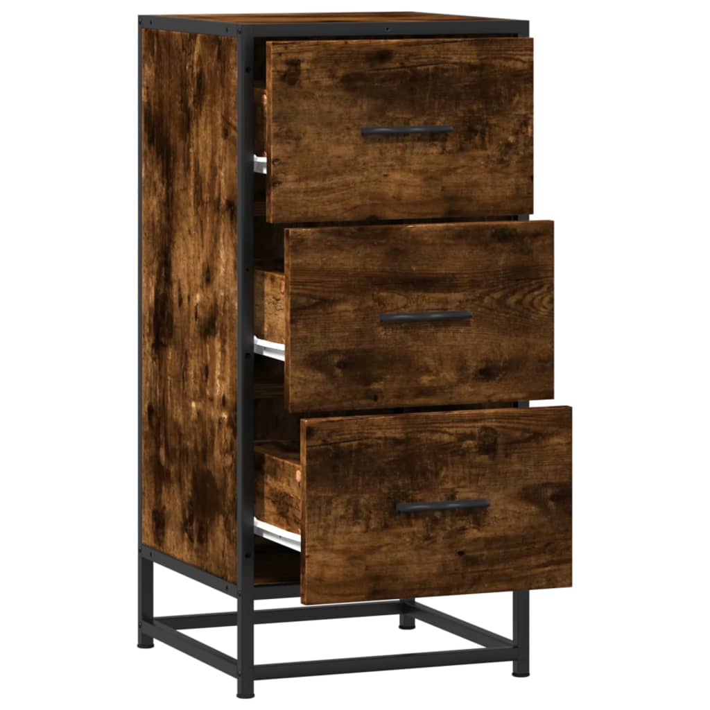 vidaXL Dulap, stejar fumuriu, 35,5x35x76 cm, lemn prelucrat și metal