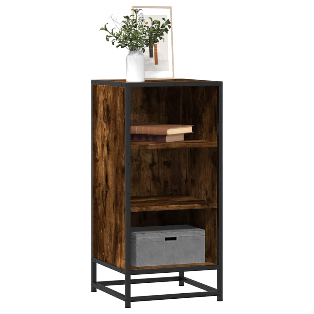 vidaXL Dulap, stejar fumuriu, 35,5x35x76 cm, lemn prelucrat și metal
