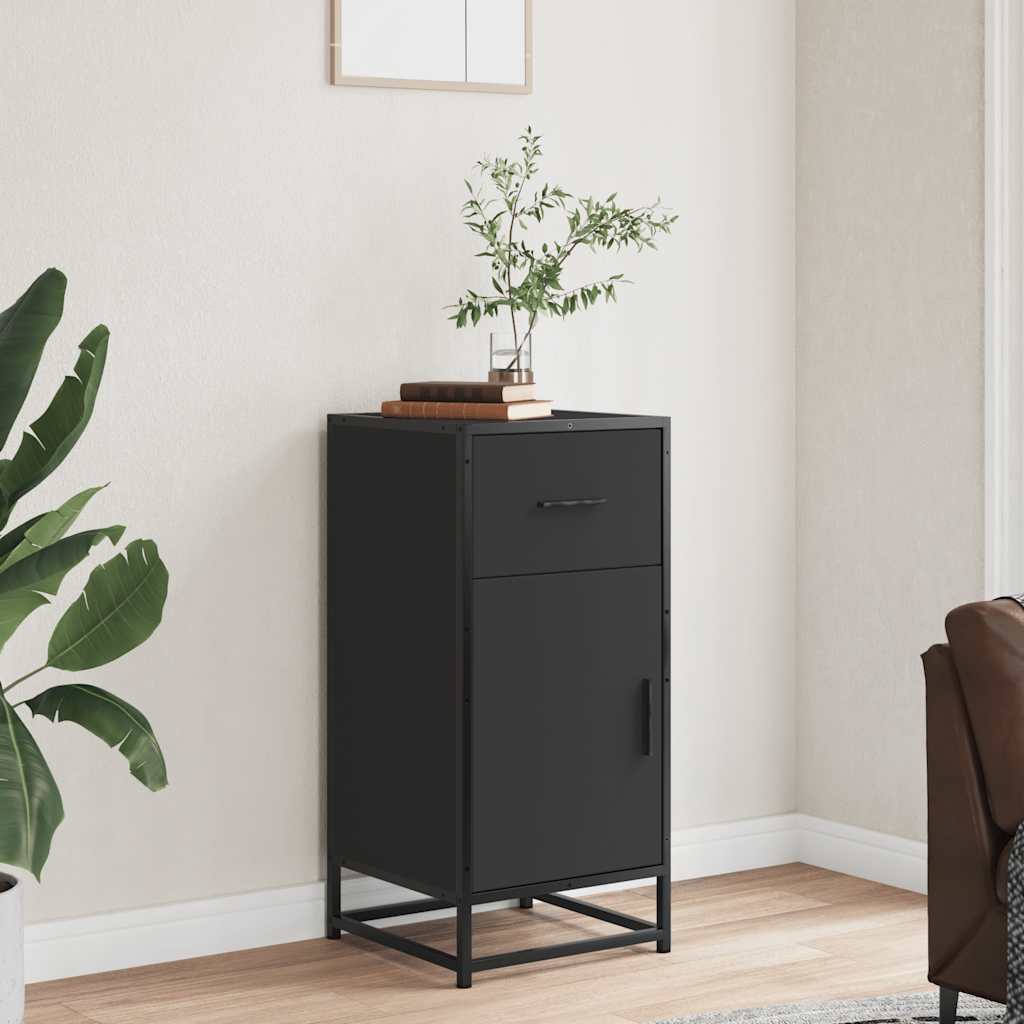 vidaXL Dulap, negru, 35,5x35x76 cm, lemn prelucrat și metal