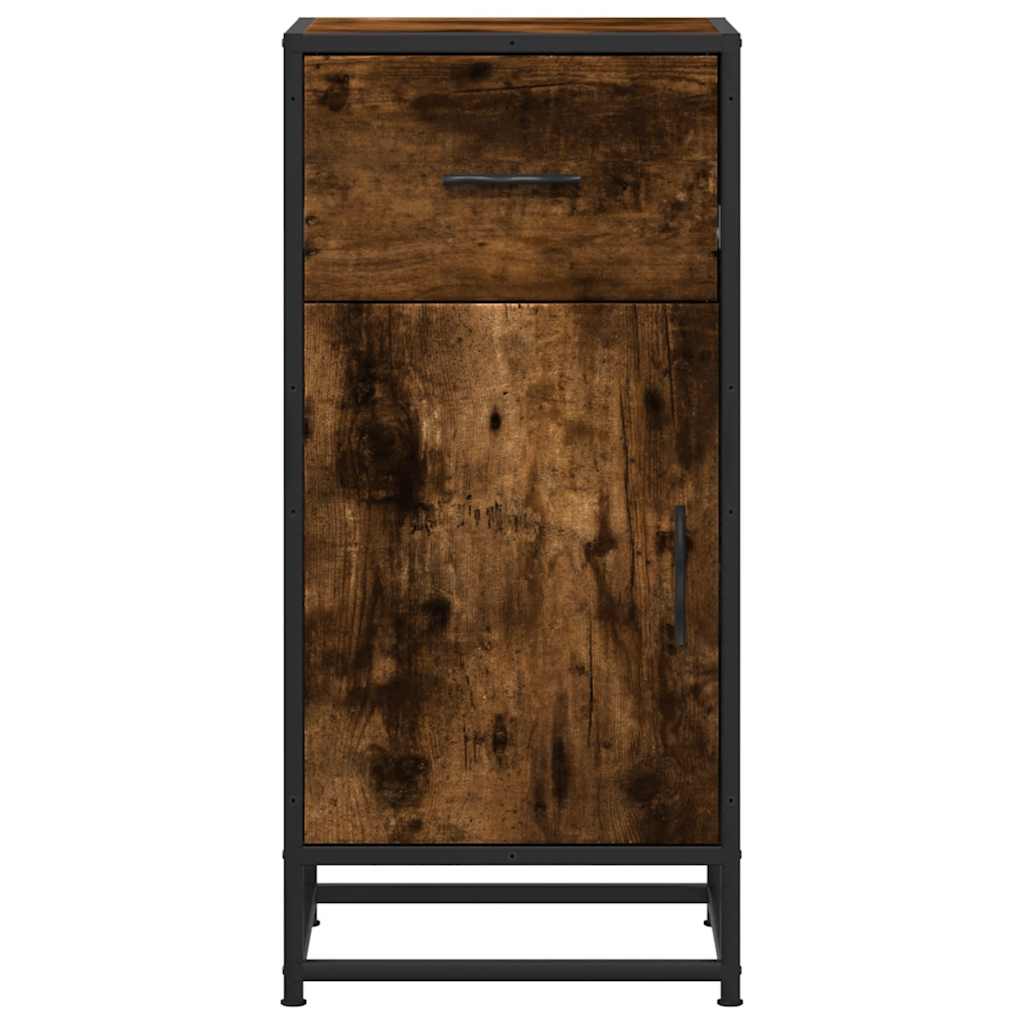 vidaXL Dulap, stejar fumuriu, 35,5x35x76 cm, lemn prelucrat și metal