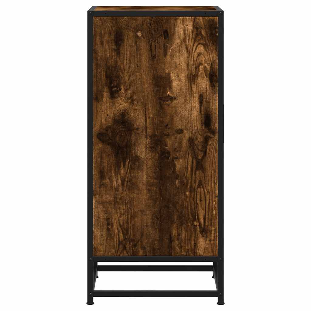 vidaXL Dulap, stejar fumuriu, 35,5x35x76 cm, lemn prelucrat și metal
