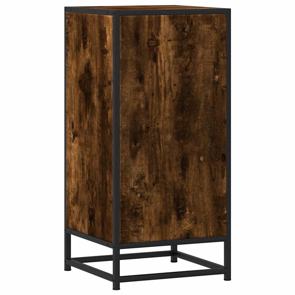 vidaXL Dulap, stejar fumuriu, 35,5x35x76 cm, lemn prelucrat și metal