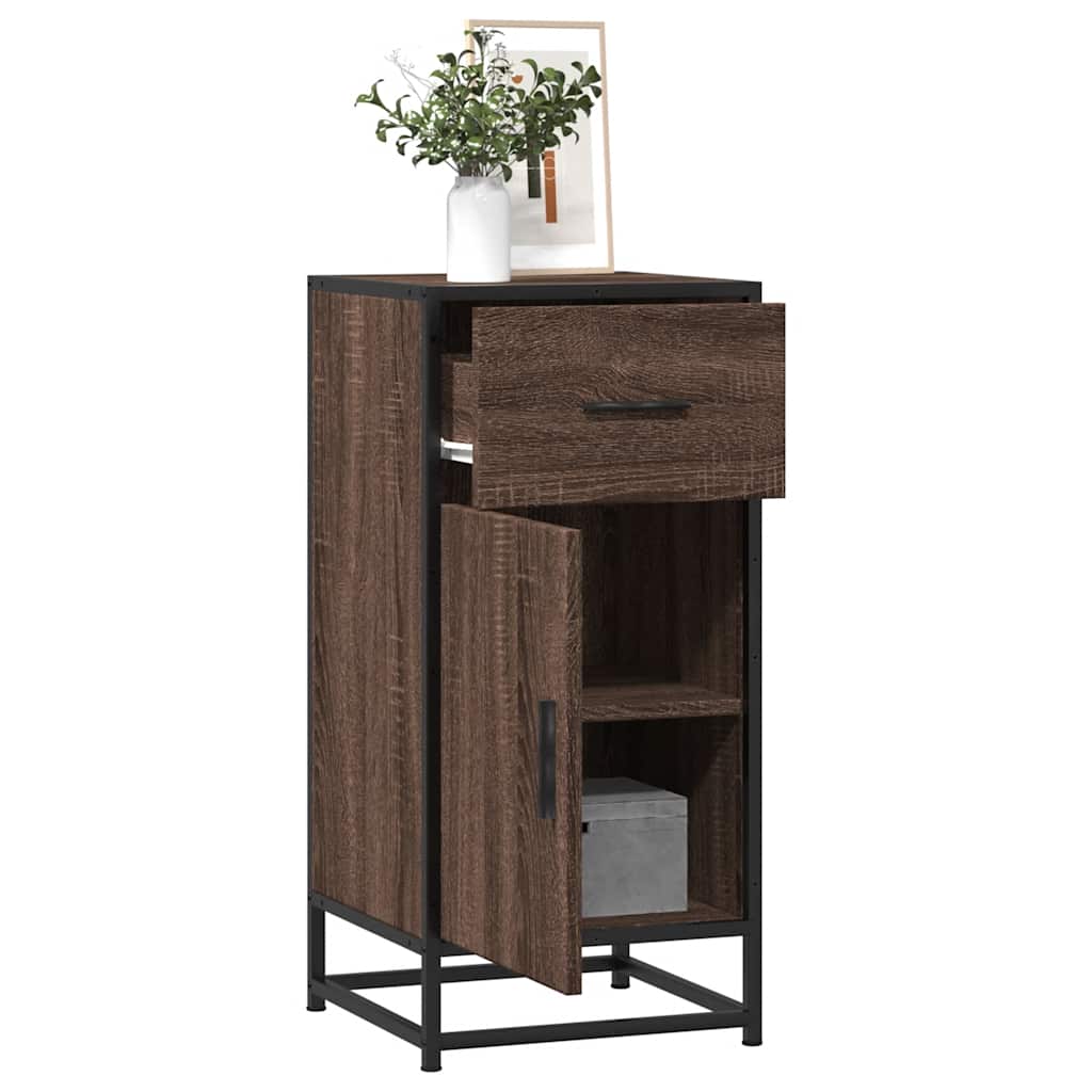 vidaXL Dulap, stejar maro, 35,5x35x76 cm, lemn prelucrat și metal