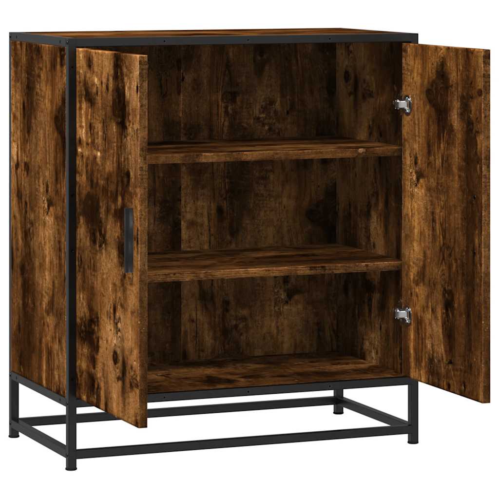 vidaXL Dulap, stejar fumuriu, 68x35x76 cm, lemn prelucrat și metal