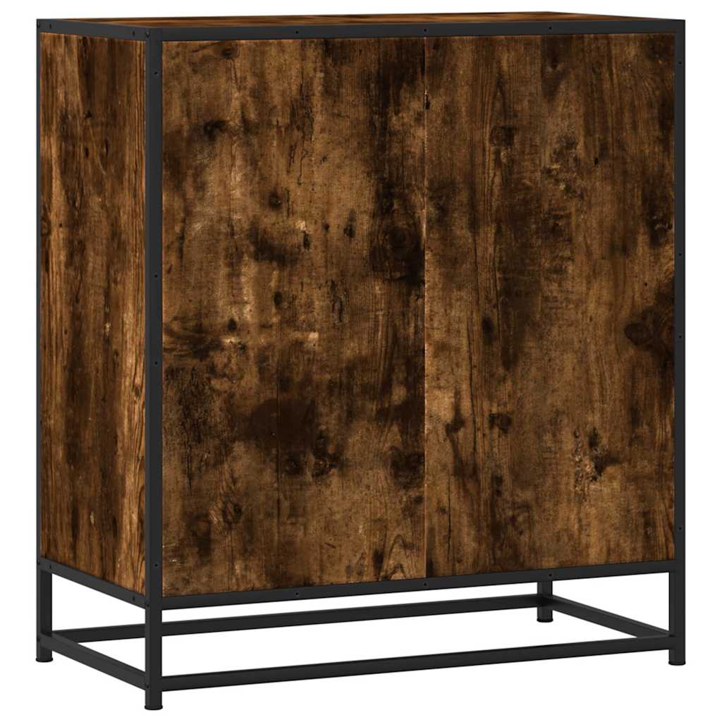 vidaXL Dulap, stejar fumuriu, 68x35x76 cm, lemn prelucrat și metal