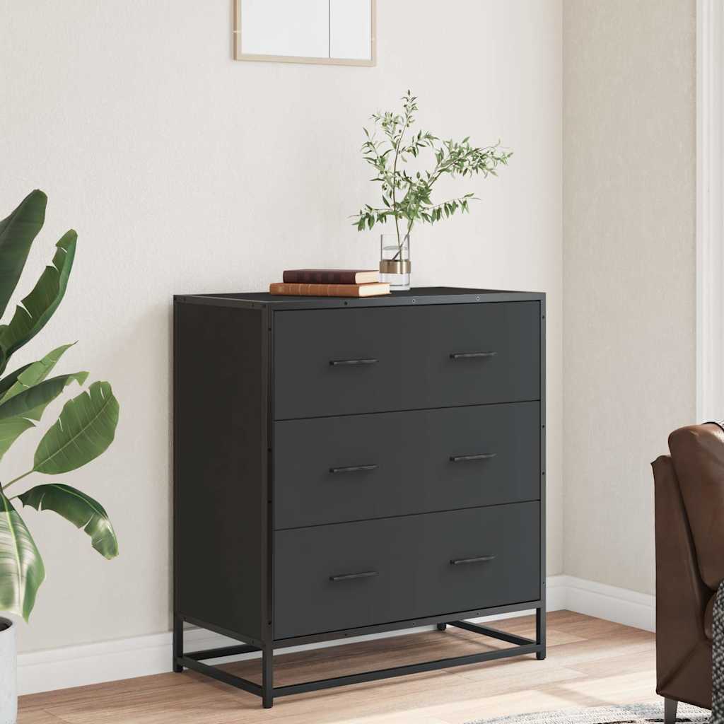 vidaXL Dulap, negru, 68x35x76 cm, lemn prelucrat și metal