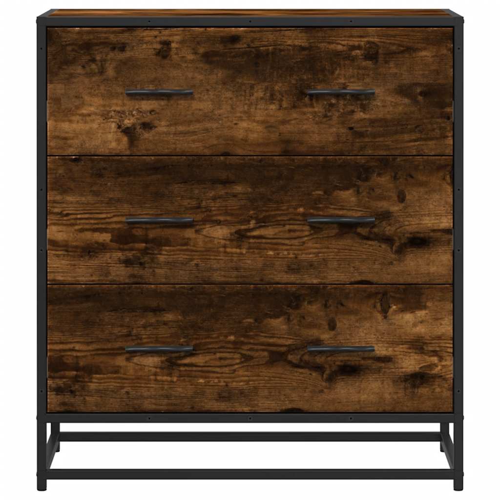 vidaXL Dulap, stejar fumuriu, 68x35x76 cm, lemn prelucrat și metal