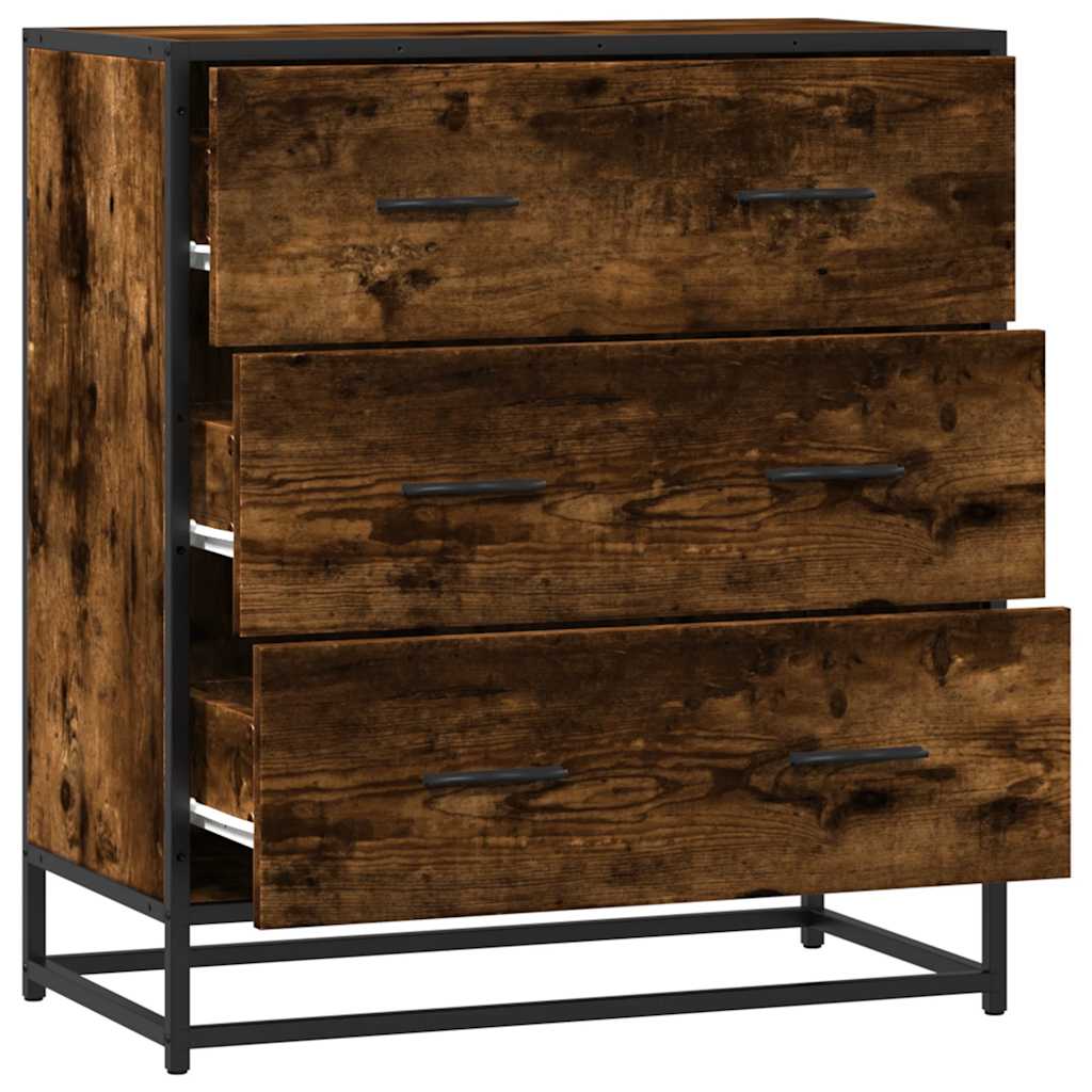vidaXL Dulap, stejar fumuriu, 68x35x76 cm, lemn prelucrat și metal