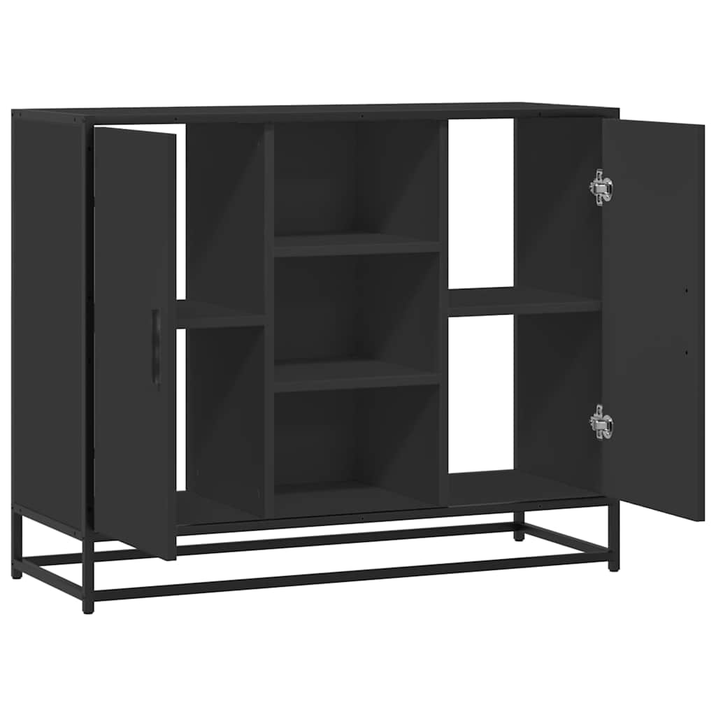 vidaXL Servantă, negru, 92x35x76 cm, lemn prelucrat vidaXL Servantă, negru, 92x35x76 cm, lemn prelucrat