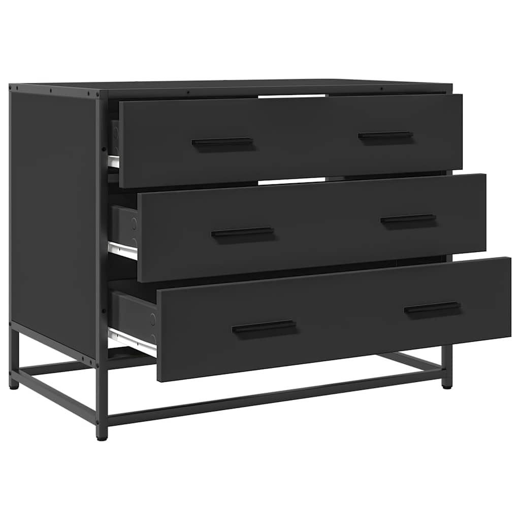 vidaXL Dulap cu sertare, negru, 70x41x56 cm, lemn compozit vidaXL Dulap cu sertare, negru, 70x41x56 cm, lemn compozit