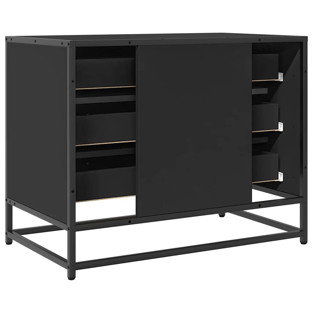 vidaXL Dulap cu sertare, negru, 70x41x56 cm, lemn compozit vidaXL Dulap cu sertare, negru, 70x41x56 cm, lemn compozit