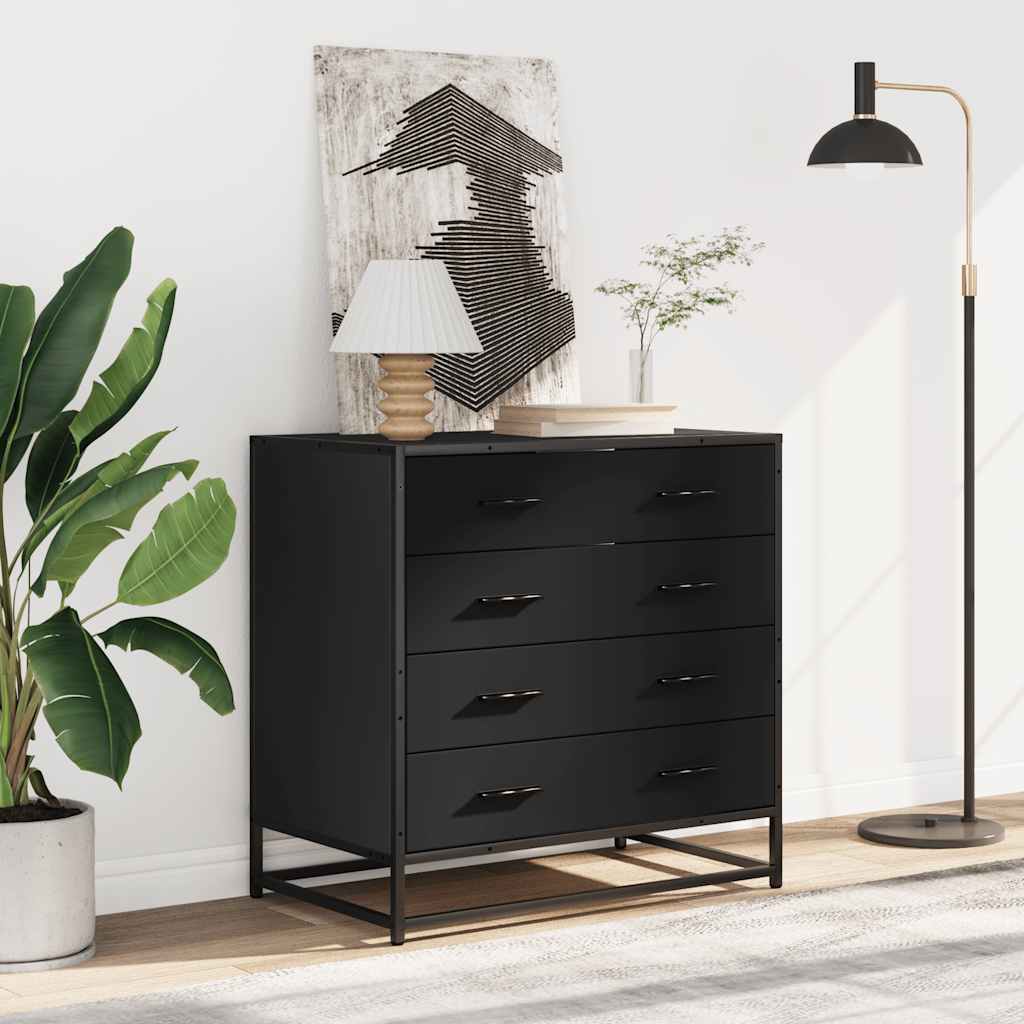 vidaXL Dulap cu sertare, negru, 70x41x70 cm, lemn compozit vidaXL Dulap cu sertare, negru, 70x41x70 cm, lemn compozit