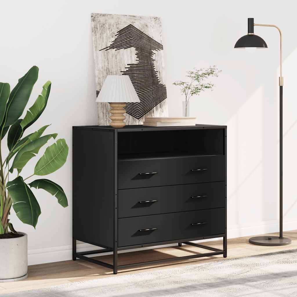 vidaXL Dulap cu sertare, negru, 70x41x70 cm, lemn compozit vidaXL Dulap cu sertare, negru, 70x41x70 cm, lemn compozit