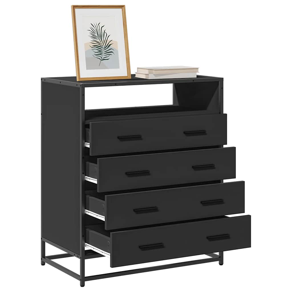 vidaXL Dulap cu sertare, negru, 70x41x83,5 cm, lemn prelucrat vidaXL Dulap cu sertare, negru, 70x41x83,5 cm, lemn prelucrat