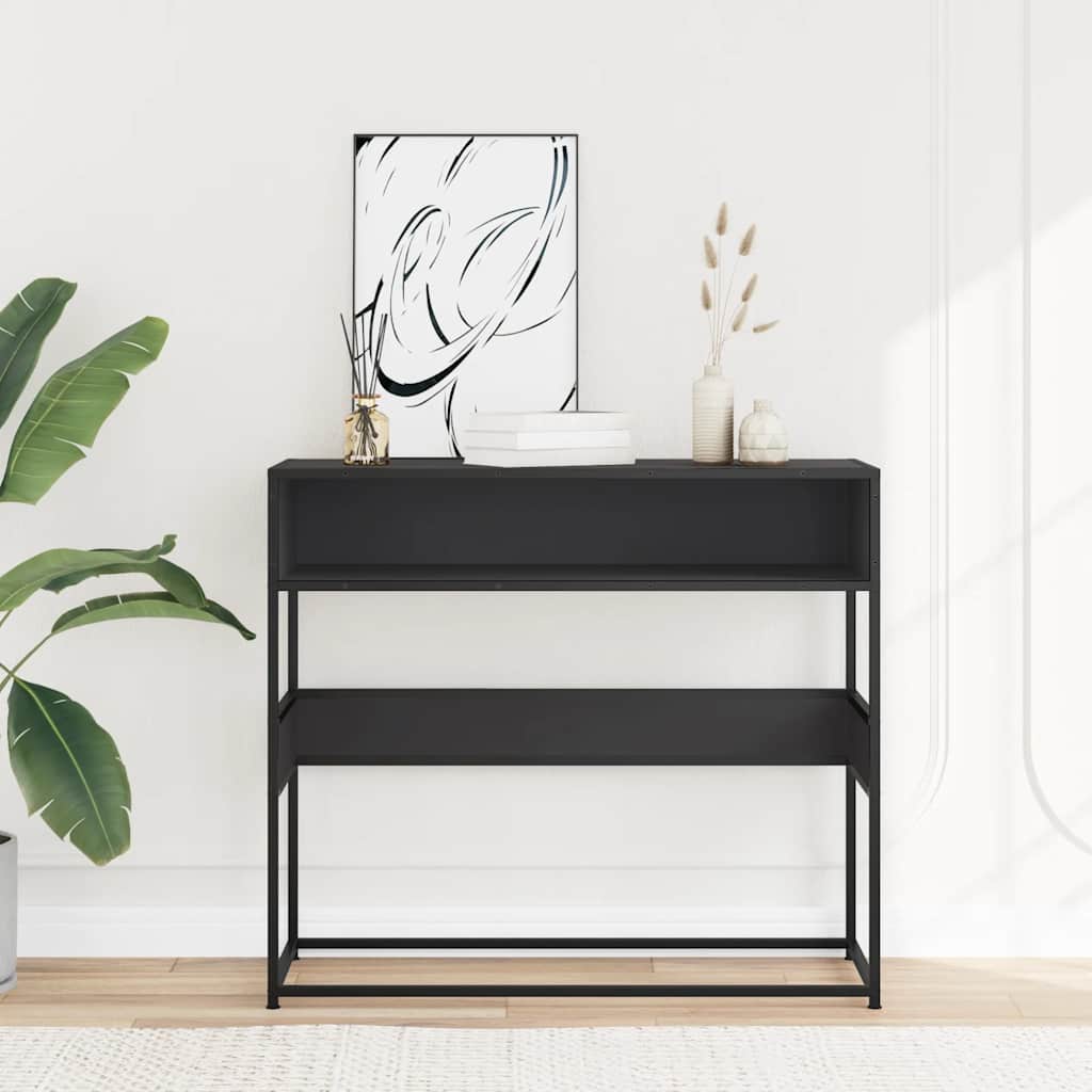 vidaXL Măsuță consolă, negru, 90x35x80 cm, lemn prelucrat vidaXL Măsuță consolă, negru, 90x35x80 cm, lemn prelucrat