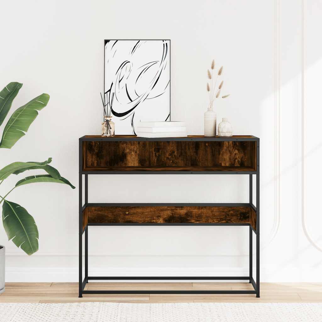 vidaXL Măsuță consolă, stejar fumuriu, 90x35x80 cm, lemn prelucrat vidaXL Măsuță consolă, stejar fumuriu, 90x35x80 cm, lemn prelucrat