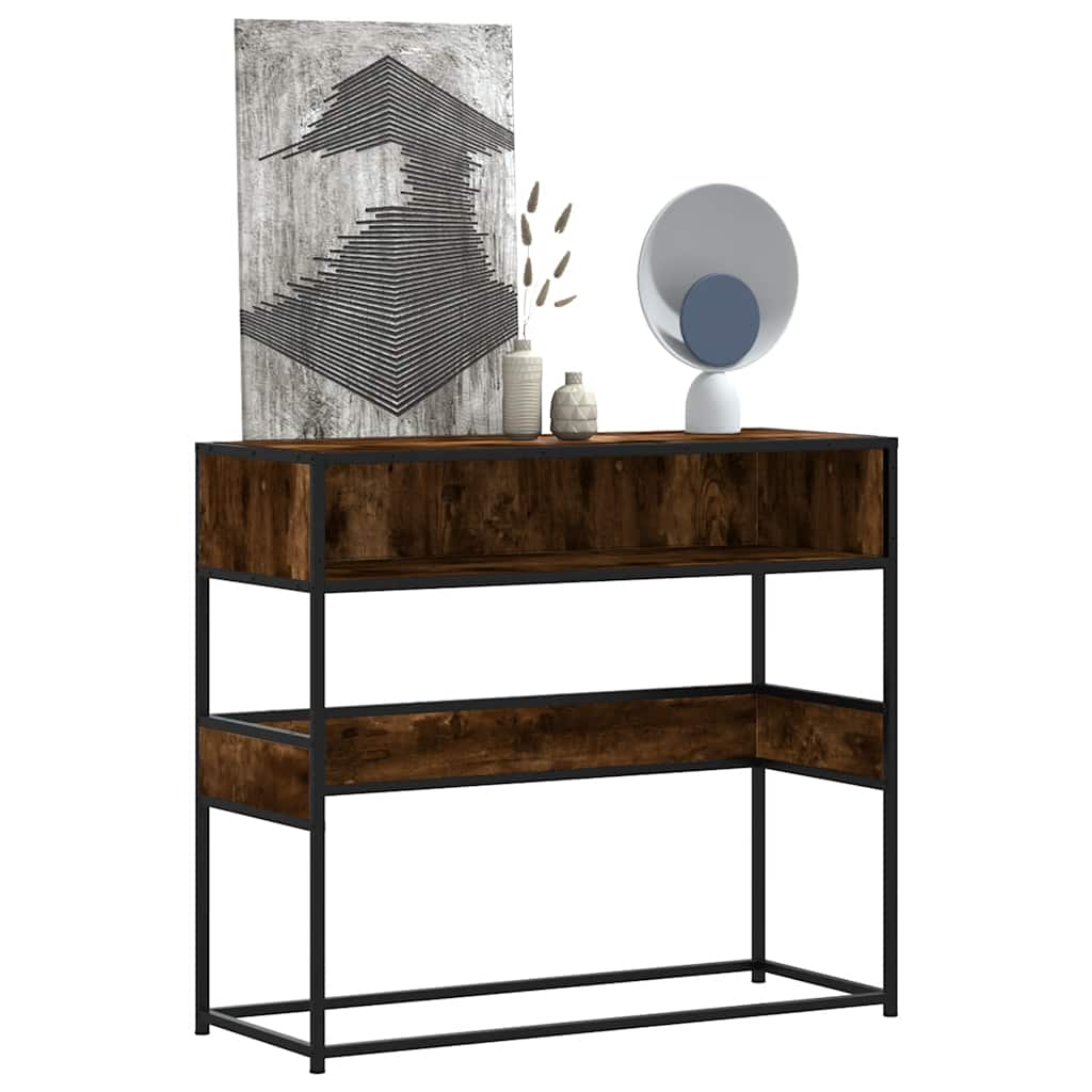vidaXL Măsuță consolă, stejar fumuriu, 90x35x80 cm, lemn prelucrat vidaXL Măsuță consolă, stejar fumuriu, 90x35x80 cm, lemn prelucrat