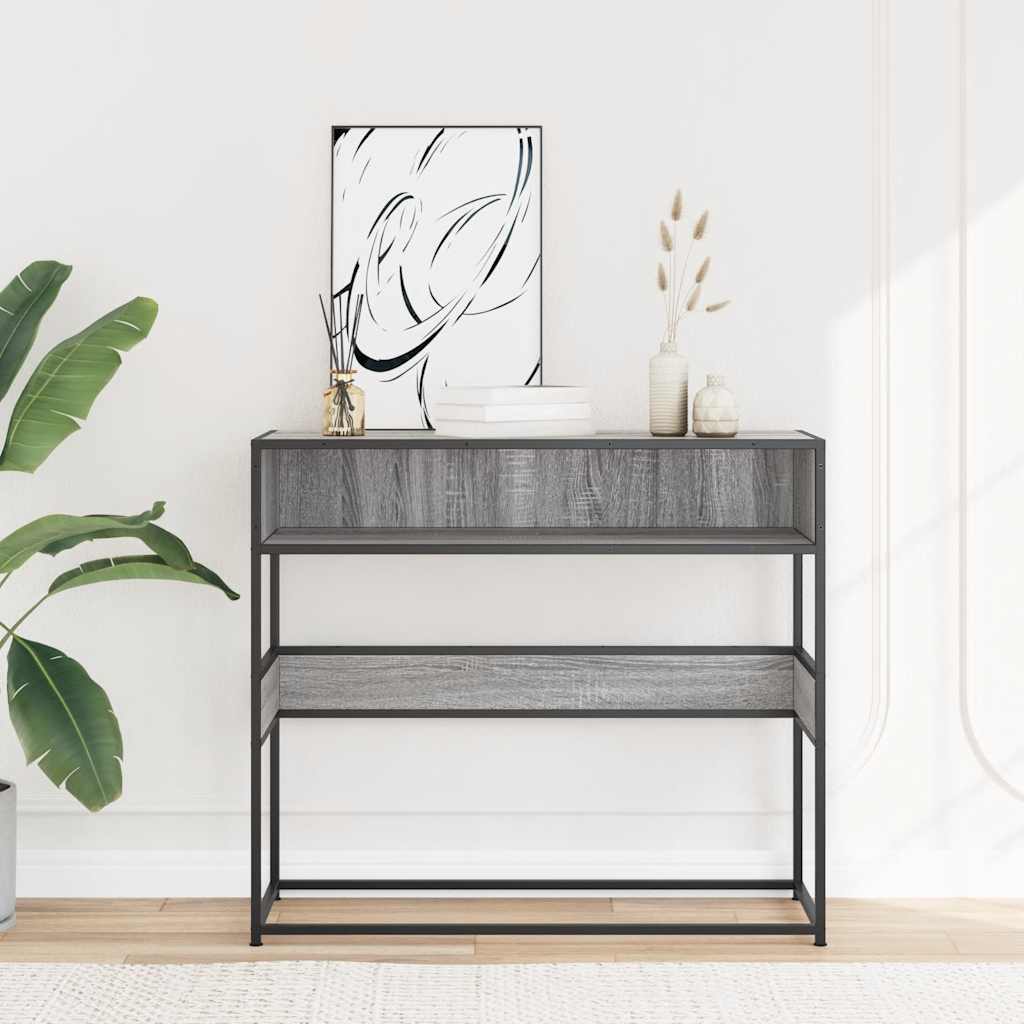 vidaXL Măsuță consolă, gri sonoma, 90x35x80 cm, lemn prelucrat vidaXL Măsuță consolă, gri sonoma, 90x35x80 cm, lemn prelucrat