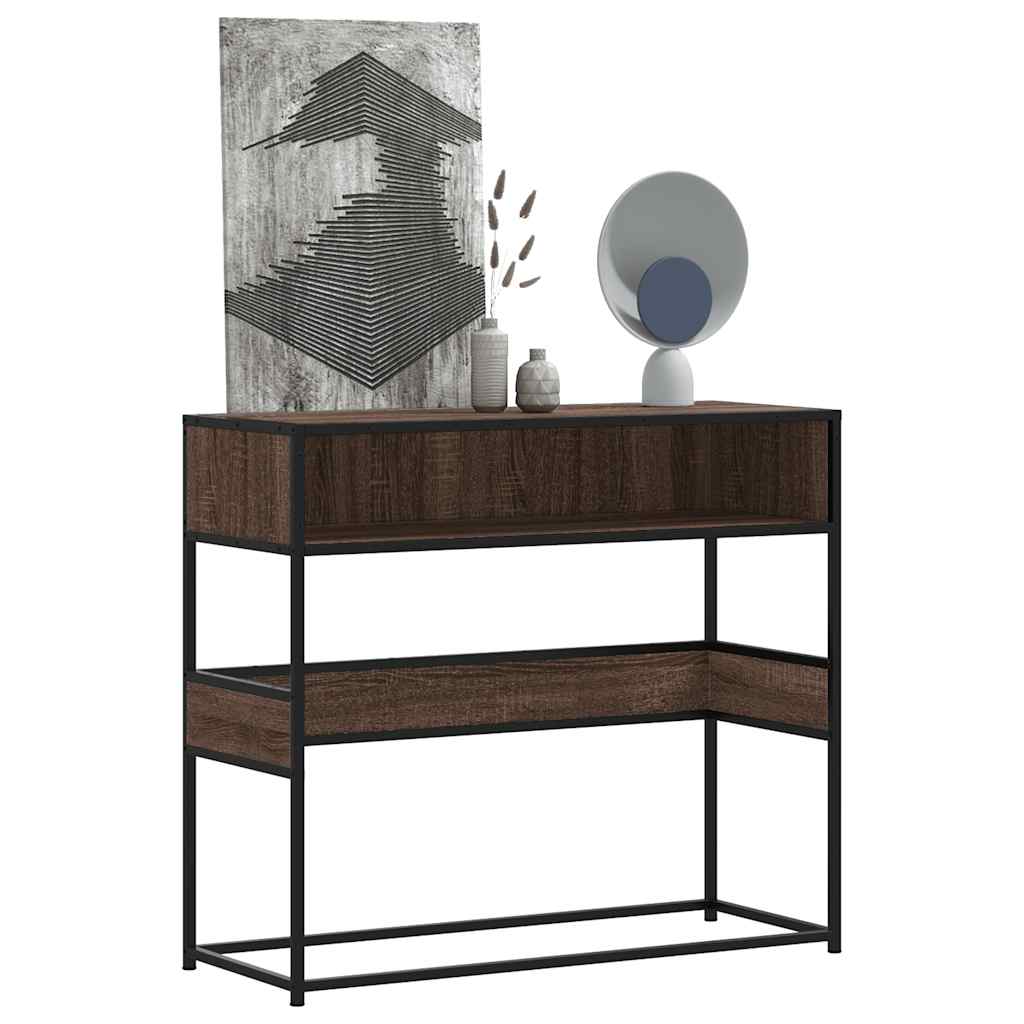 vidaXL Măsuță consolă, stejar maro, 90x35x80 cm, lemn prelucrat vidaXL Măsuță consolă, stejar maro, 90x35x80 cm, lemn prelucrat