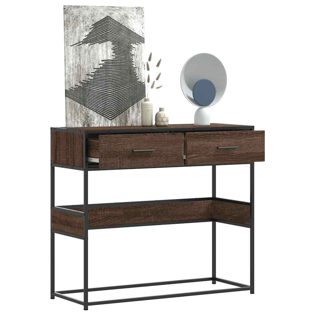 vidaXL Măsuță consolă, stejar maro, 90x35x80 cm, lemn prelucrat vidaXL Măsuță consolă, stejar maro, 90x35x80 cm, lemn prelucrat