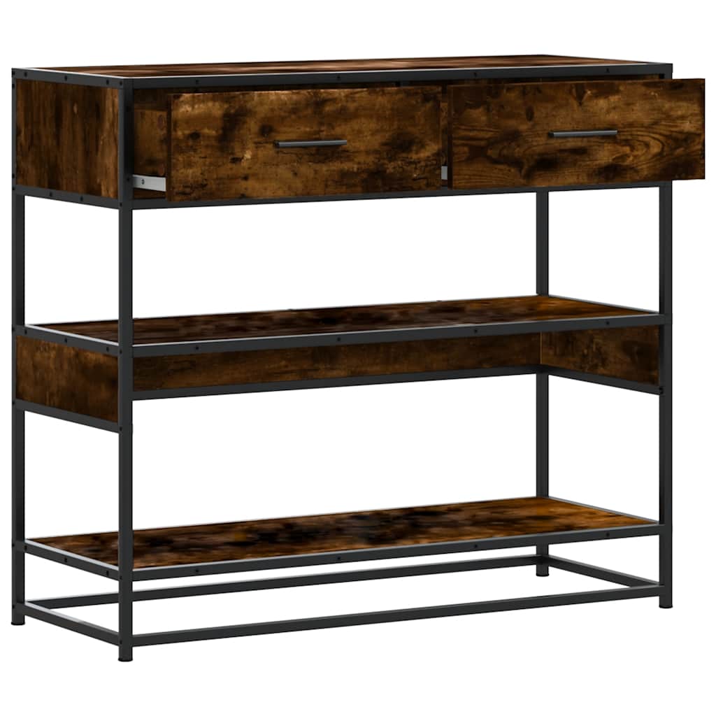 vidaXL Măsuță consolă, stejar fumuriu, 90x35x80 cm, lemn prelucrat vidaXL Măsuță consolă, stejar fumuriu, 90x35x80 cm, lemn prelucrat